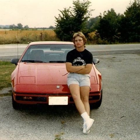 Rob’s high school friend Rick with a red Pontiac Fiero